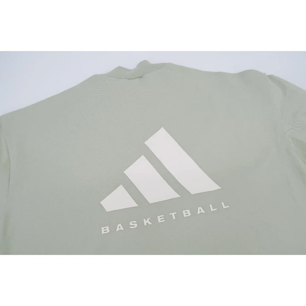Adidas Mens Medium Halo Green Basketball Long Sleeve‎ Tee T-shirt IA3422 NWT